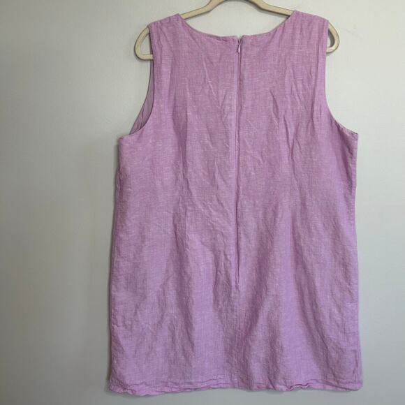 Talbots Embroidered Linen Shift Knee Length Lavender Purple Dress Size 18 Petite - Picture 5 of 6